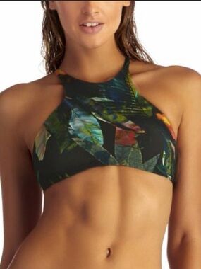 Vitamin A Cozumel Tropical Floral Black Bikini with Orange & Green Accents